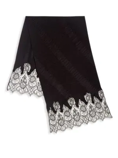 Shop Valentino Silk Lace Plisse Shawl In Black