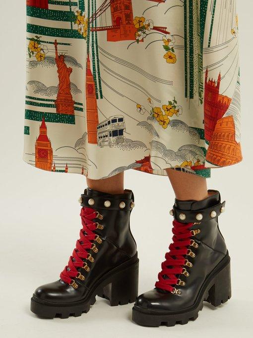 gucci trip leather ankle boots