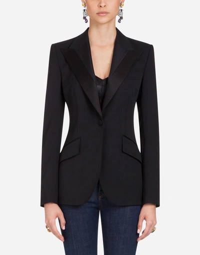 Shop Dolce & Gabbana Wool And Silk Tuxedo Jacket In Black