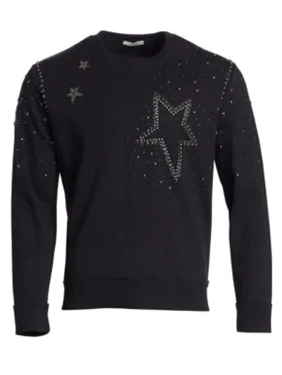 Shop Valentino Star Studded Crew Sweater In Black