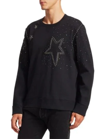 Shop Valentino Star Studded Crew Sweater In Black