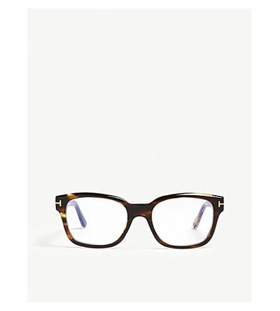 Shop Tom Ford Ft5535-b Acetate Tortoiseshell Glasses In Brown
