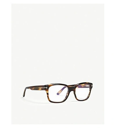 Shop Tom Ford Ft5535-b Acetate Tortoiseshell Glasses In Brown
