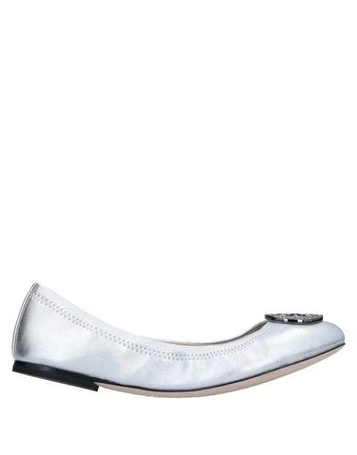 Shop Tory Burch Woman Ballet Flats Silver Size 5 Soft Leather