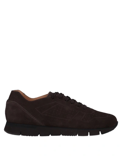 Shop Santoni Sneakers In Dark Brown