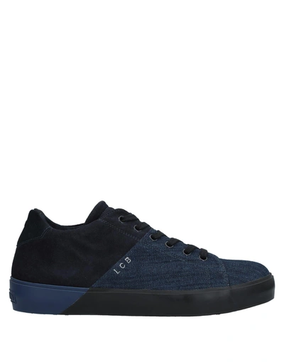 Shop Leather Crown Sneakers In Dark Blue