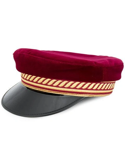 Shop Manokhi Military Hat In Red