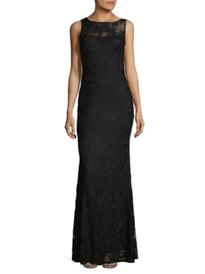 Shop Karl Lagerfeld Sleek Lace Gown In Black