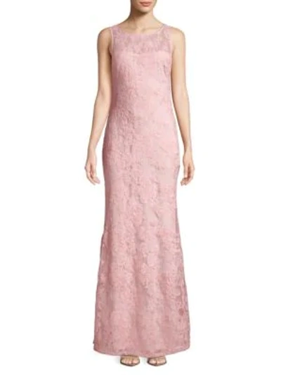 Shop Karl Lagerfeld Sleek Lace Gown In Rose