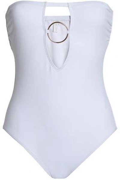 Shop Cushnie Et Ochs Strapless Cutout Ring-embellished Swimsuit In White