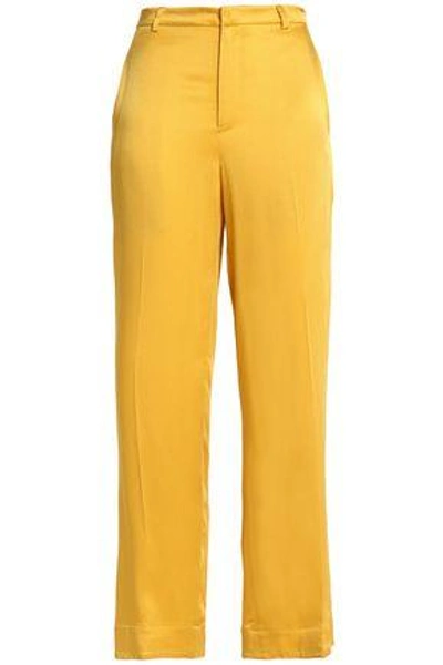 Shop Tome Woman Satin-crepe Straight-leg Pants Saffron