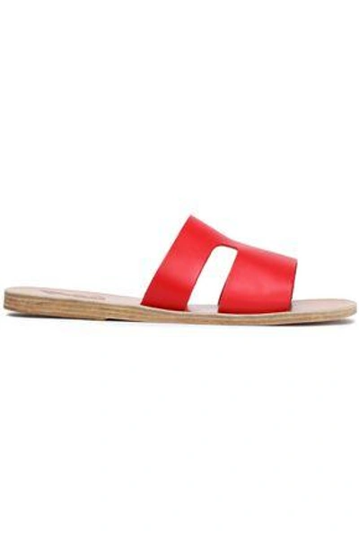 Shop Ancient Greek Sandals Apteros Cutout Leather Slides In Red