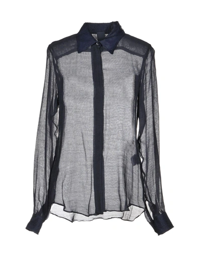 Shop Aspesi Solid Color Shirts & Blouses In Dark Blue