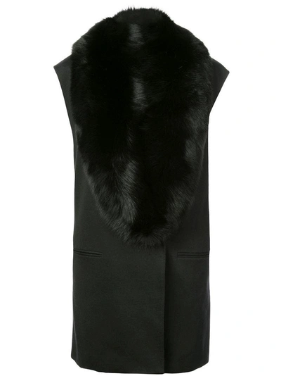 Shop Thomas Wylde Miss Chow Fur Collared Vest - Black
