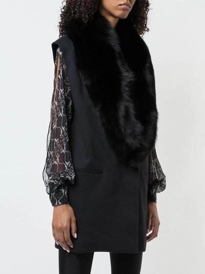 Shop Thomas Wylde Miss Chow Fur Collared Vest - Black
