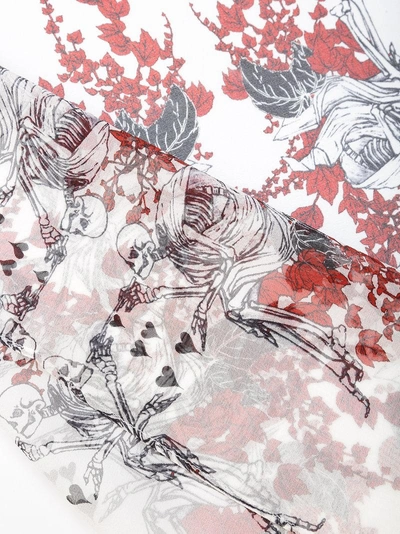 Shop Thomas Wylde Skeleton Floral Print Scarf - White