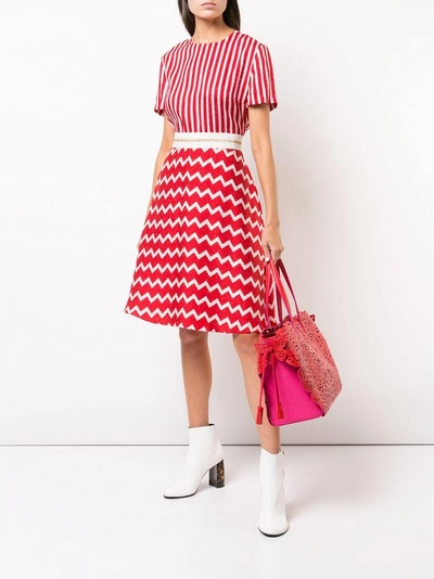 Shop Stella Mccartney Striped Zigzag T-shirt Dress - Red