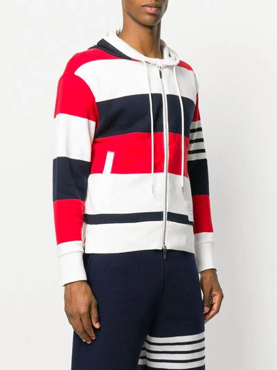 Shop Thom Browne Engineered Rugby Stripe Drop-shoulder Zip-up Jersey Hoodie In Multicolour