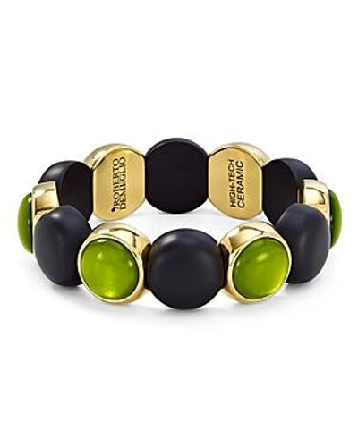Shop Roberto Demeglio Aura Large Two-tone Stretch Bracelet In Green/gold