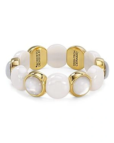 Shop Roberto Demeglio Aura Large Two-tone Stretch Bracelet In White/gold