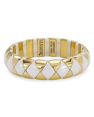 Shop Roberto Demeglio Aura Diva Ceramic Stretch Bracelet In White/gold