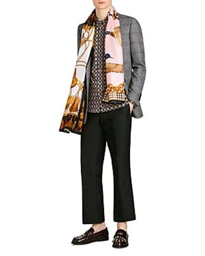 Shop Burberry Chain Duck Collage Silk Oblong Scarf In Multi