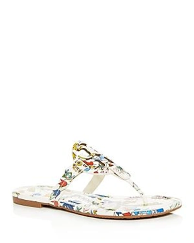 Shop Tory Burch Women's Miller Floral Patent Leather Thong Sandals In Ivory Meadow