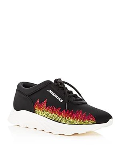 Shop Joshua Sanders Women's Dirty Flames Lace Up Wedge Sneakers In Black