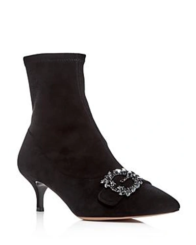 Shop Tabitha Simmons Women's Oscar Suede Kitten-heel Booties In Black