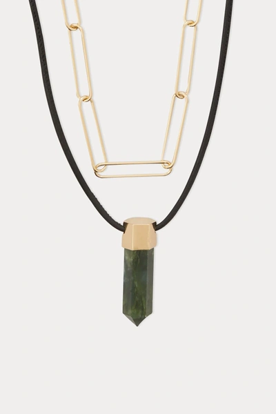 Shop Isabel Marant Brass And Lamb Leather Necklace