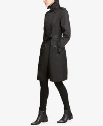 Shop Dkny Double-breasted Belted Trench Coat In Black