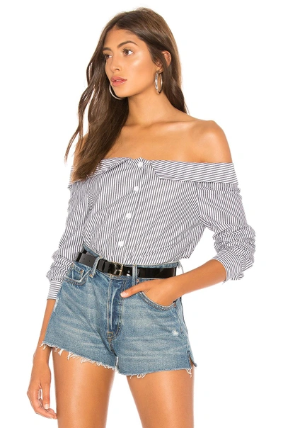 Shop About Us Hollie Top In Blue & White