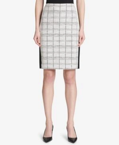 Shop Calvin Klein Tweed Pencil Skirt In Metlc Tweed