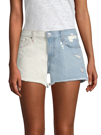 Shop 7 For All Mankind Cutoff Distressed Denim Shorts In Cloud Sky