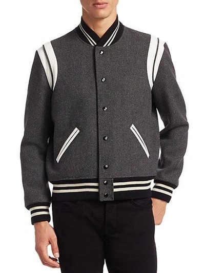 Shop Saint Laurent Classic Teddy Jacket In Grey