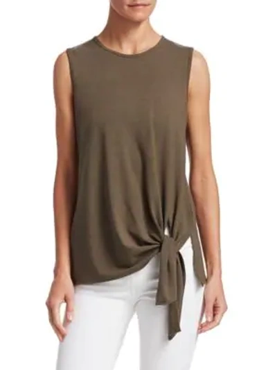 Shop Theory Serah Knot Tank Top In Faded Army