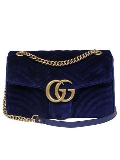 Shop Gucci Gg Marmont Shoulder Bag In Cobalt