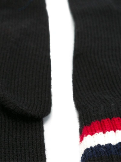 Shop Moncler Striped Edge Gloves In Black