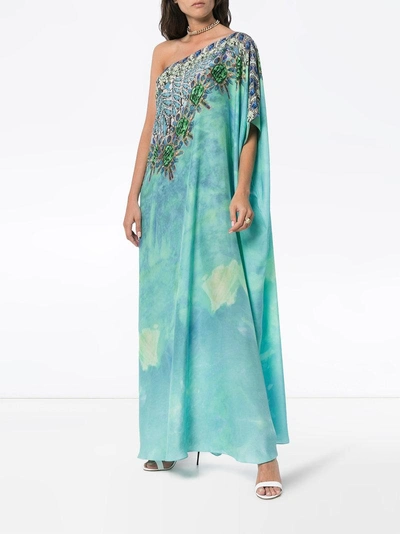Shop Kimberly Mcdonald One-shoulder Jewel Print Silk Kaftan Gown - Unavailable In Multicoloured
