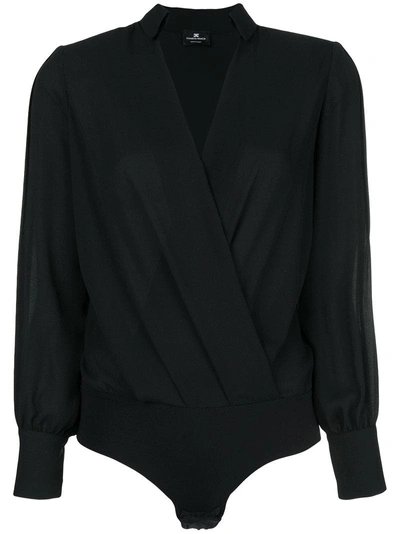 Shop Elisabetta Franchi V-neck Body Suit - Black