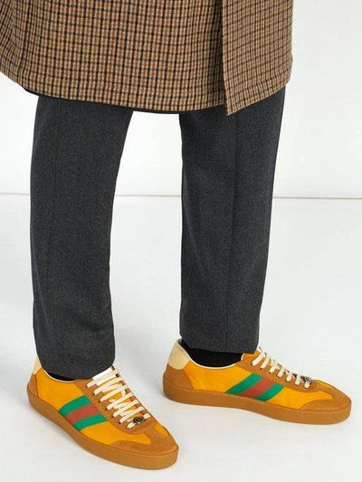 Gucci Jbg Webbing, Suede And Leather-trimmed Nylon Trainers In Yellow Multi  | ModeSens