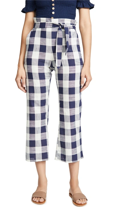 Shop Donni Flora Pants In Navy Gingham