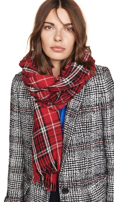 Shop Isabel Marant Isidore Color Checks Scarf In Red