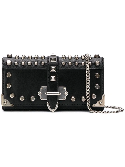Shop Prada Mini Cahier Chain Wallet - Black