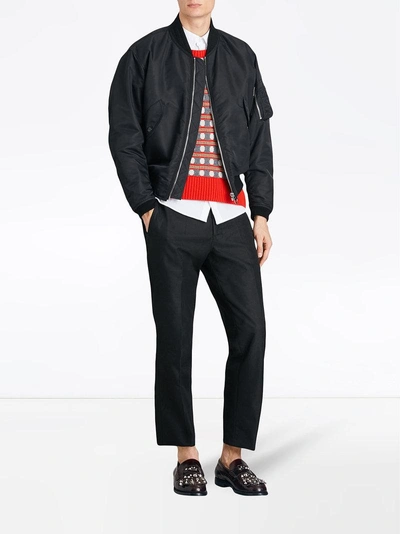 Shop Burberry Nylon Bomber Jacket - Black