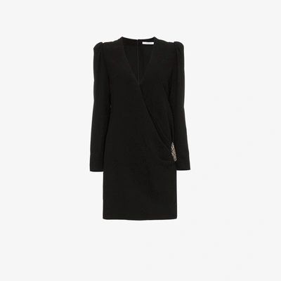 Shop Givenchy Silk Wrap Dress With Side Embellishment In Black