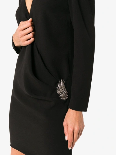 Shop Givenchy Silk Wrap Dress With Side Embellishment In Black