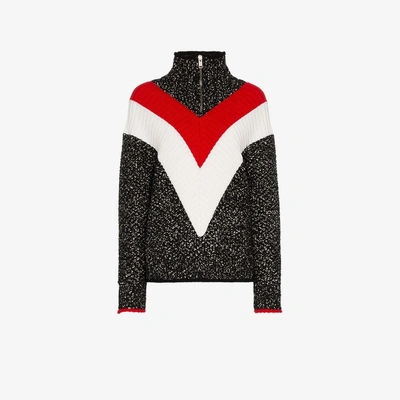 Shop Givenchy Chevron Stripe Zip Up Jumper In Black