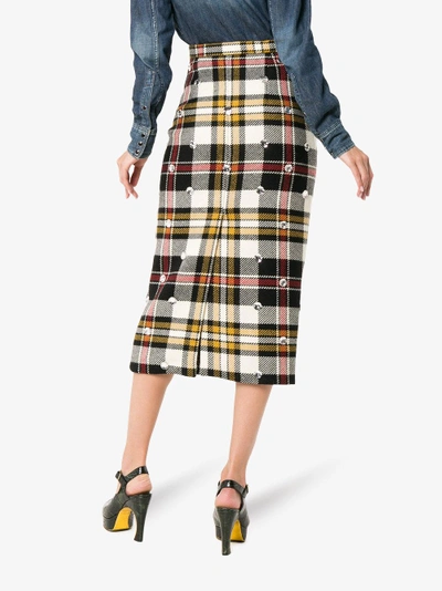 Shop Miu Miu Crystal Check Virgin Wool Skirt In Multicolour