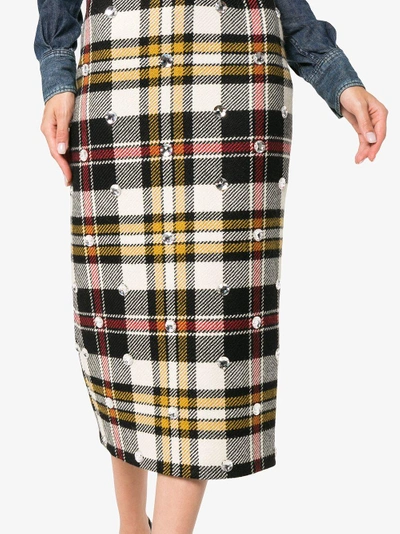 Shop Miu Miu Crystal Check Virgin Wool Skirt In Multicolour